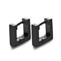 Créoles carrées minimalistes de 15 mm en acier inoxydable noir mat avec finition brossée - Boucle d'Oreille Carrée Plate Noir (Seul)