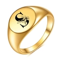 Goldener Siegelring mit graviertem Buchstaben S und Blumenmotiv in poliertem Look - Buchstabe S Stil