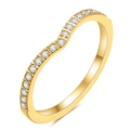Elegant gold V-shaped ring featuring a polished finish and micro-pave crystals - US 6 / Gold