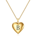 Gepolijste gouden hartmedaillon ketting met gegraveerde letter B aan een fijne ketting - Letter B