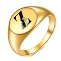 12mm Siegelring mit 18K Goldbeschichtung, schwarzem Buchstaben Z und Blumengravur - Buchstabe Z Stil