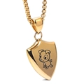 Golden shield pendant necklace with laser-engraved dog on 18K gold stainless steel - Gold Dog