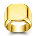 Minimalist square signet ring in gold finish with polished stainless steel surface - Size 6 / Blank Style