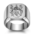 Men's vintage signet ring with laser engraved lion crest on polished stainless steel - US 5 / Steel