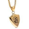 Collana in acciaio inossidabile placcata oro 18K con ciondolo scudo e incisione gallo - Gallo d'Oro
