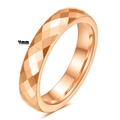 Elegant 4mm rose gold stainless steel ring featuring a geometric diamond-cut textured design - US 5 / 4mm Width / Rose Gold