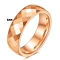 Faceted 6mm rose gold stainless steel ring with diamond-cut geometric texture - US 5 / 6mm Width / Rose Gold