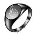 12mm matte black stainless steel signet ring with apple graphic and star details - US 7 / Black