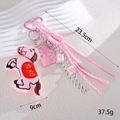Pink plush horse charm with leopard print bear, Fortune embroidery and braided strap - Pink Fortune Horse Style (K5882)