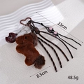 Detailed plush horse keychain with woven cord, donut charm, and heart clasp on display - Brown Donut Horse Style (K5884)
