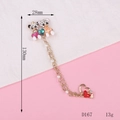 Detail view of crystal bear pendant with pearls and red heart, dimensions 28mm by 130mm - Double Bear Heart Pendant Style (D167)