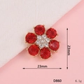 Detailed view of 23mm red and white rhinestone flower pendant for DIY jewelry - D860 Six Large Diamonds / Red