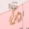 Detailed view of crown fox jewelry pendant with crystals and pearl chain measurements - Rhinestone Fox with Chain (D360)