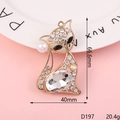 Detailed fox crown pendant with white pearls and rhinestones measuring 66.6x40mm - Magic Color Gemstone White Fox (D197)
