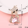 Detail of fox pendant size 66.6x40mm with pink stone and white crystals on pink background - Pink Gemstone Fox (D196)
