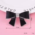 Elegante lazo negro con diamantes de imitación para bricolaje, 61mm x 40mm - 45*56mm / Lazo de Esmalte Negro (D129)