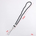 Edle 350mm lange schwarze Kristall-Handykette mit Metallakzenten für Smartphone-Hüllen - K6140 Flache Perle Funkelndes Kristallband / Schwarz