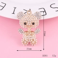 Detailed view of a sparkling 31mm x 44mm bear pendant with pearls and rhinestones - Full Pearl Bear Style (D381)