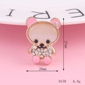 Detail showing the 27mm rhinestone bear charm with cat-eye stone and pink enamel - Pink Dripping Oil Bear Style (D159)