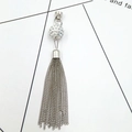 Luxury silver tassel mobile chain with sparkling rhinestone ball and magnetic clasp - Silver (K1491 Screw Buckle Tassel)