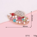 Vintage retro hat brooch with multi-colored rhinestones and white pearls on gold base - Pearl Colorful Rhinestone Hat (D715)