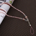 Edles Handy-Lanyard mit champagnerfarbenen Kristallperlen und silbernem Karabinerverschluss - K6138 Flache Perle Funkelndes Kristallband / Rosa