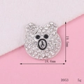 Sparkling DIY silver teddy bear charm with crystal rhinestones and size measurements - Panda Head Style (D953)