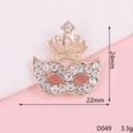 Detailed close-up of crown mask DIY jewelry accessory with 24mm height and sparkling rhinestones - Crown Mask (D049)