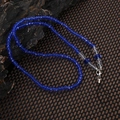 Handgefertigte Handy-Kristallkette in lichtdurchlässigem Blau mit stabilem Metallkarabiner - K6139 Flache Perle Funkelndes Kristallband / Königsblau