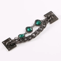 Retro metalen ketting in gunmetal met smaragdgroene kristallen voor tassen en schoenen - Donkergroen (K1391)