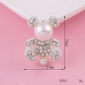 Detailed view of the 32mm diamond bear charm with white pearls and colorful rhinestones - Silver Pearl Bear Style (D395)