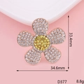 Breloque fleur à cinq pétales en or rose avec strass 33,4x34,6mm pour bijoux DIY - Tournesol Grande Taille (D377)