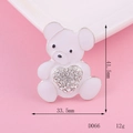 Sparkly white rhinestone bear charm with heart detail for DIY craft accessories - Dripping Oil White Heart Bear Style (D066)