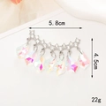 Silver luxury crystal tassel pendant with colorful teardrop stones and white rhinestones - Gemstone Pendant Style (D435)