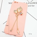 Elegant cat eye stone tassel pendant with gold alloy for DIY phone case accessory - D562 Flower Tassel