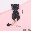 Funkelnder schwarzer Strass-Katzen-Anhänger für DIY-Handyhüllen und Schmuckzubehör - D521 Full Diamond Schwarze Katze