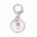 Chiusura a moschettone in metallo argento con anello piatto per accessori fai da te - Chiusura a Moschettone + Connettore a 8 / Anello portachiavi / Argento