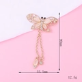 Golden butterfly brooch with cat eye stones and long tassels, size 99mm x 55.5mm - D501 Dragonfly Pendant