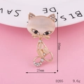 Cat brooch with pink cat eye stones and sparkling crystals in gold plating finish - Pink Cat-Eye Stone Cat Brooch (D205)