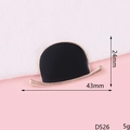 Black enamel top hat brooch with gold metal trim 43mm x 24mm diy jewelry accessory - Black Top Hat (D526)