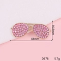 Pink rhinestone sunglasses charm with gold base, size 44mm x 16.8mm, weight 5.7g - Rhinestone Glasses - Pink (D678)
