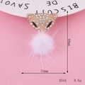 Sparkling fox head charm with white rhinestones and fluffy pompom, 48mm height - Gold White Fur Fox Ornament (D344)