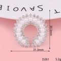 Ciondolo a C in argento con perle e cristalli, misura 30,3 mm x 31,3 mm - Anello Circolare Argento (D261) / Senza Fibbia della Scarpa
