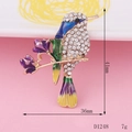 Enamel hummingbird brooch with colorful rhinestones on a flower branch, 41mm x 36mm - Gold Base Bird (D1248) / Gold