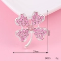 Amuleto de trébol de cuatro hojas con diamantes rosas para fundas de móviles DIY - Estilo Trébol de Cuatro Hojas Rosa con Base Plateada (D075)