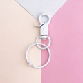 White matte lobster clasp metal keychain accessory with round ring on pastel background - Lobster Clasps Set / White