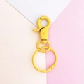 Close-up of matte yellow DIY lobster clasp with spring hook and large alloy metal ring - Lobster Clasps Set / Yellow