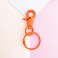 Close-up of orange matte lobster clasp with swivel ring for DIY keychain accessories - Lobster Clasps Set / Orange