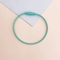 Detail of mint green steel wire keychain with spiral barrel connector for DIY accessories - Green