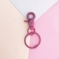 Detail view of rose purple lacquered lobster clasp and large metal split ring accessory - Lobster Clasps Set / Rose Purple